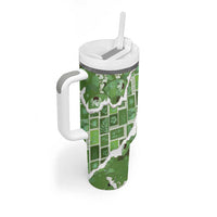 Hawaii Japanese Culture Sage Green Tumbler With Handle Spring Cranes Aloha Pattern LT01 - Polynesian Pride