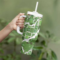 Hawaii Japanese Culture Sage Green Tumbler With Handle Spring Cranes Aloha Pattern LT01 - Polynesian Pride