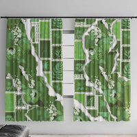 Hawaii Japanese Culture Sage Green Window Curtain Spring Cranes Aloha Pattern LT01 With Hooks Sage - Polynesian Pride