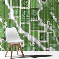 Hawaii Japanese Culture Sage Green Window Curtain Spring Cranes Aloha Pattern LT01 - Polynesian Pride