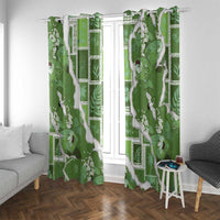 Hawaii Japanese Culture Sage Green Window Curtain Spring Cranes Aloha Pattern LT01 With Grommets Sage - Polynesian Pride