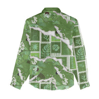 Hawaii Japanese Culture Sage Green Women Casual Shirt Spring Cranes Aloha Pattern LT01 - Polynesian Pride