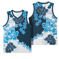 Blue Hibiscus Plumeria Floral Basketball Jersey LT01 - Polynesian Pride