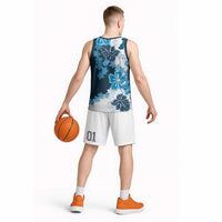 Blue Hibiscus Plumeria Floral Basketball Jersey LT01 - Polynesian Pride