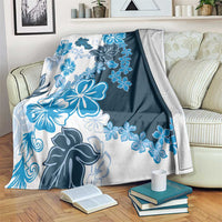 Blue Hibiscus Plumeria Floral Blanket - Polynesian Pride