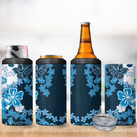 Blue Hibiscus Plumeria Floral 4 in 1 Can Cooler Tumbler LT01 - Polynesian Pride