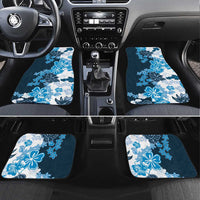 Blue Hibiscus Plumeria Floral Car Mats LT01 Set 4pcs Blue - Polynesian Pride