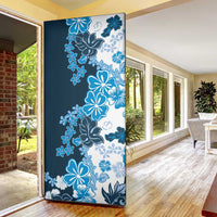 Blue Hibiscus Plumeria Floral Door Cover - Polynesian Pride