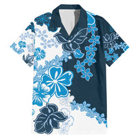 Blue Hibiscus Plumeria Floral Family Matching Mermaid Dress and Hawaiian Shirt - Polynesian Pride