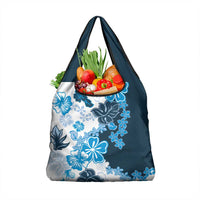 Blue Hibiscus Plumeria Floral Grocery Bag LT01 1-pack One Size Blue - Polynesian Pride
