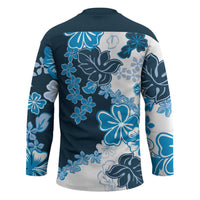 Blue Hibiscus Plumeria Floral Hockey Jersey - Polynesian Pride