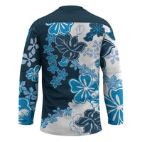 Blue Hibiscus Plumeria Floral Hockey Jersey LT01 - Polynesian Pride