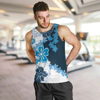 Blue Hibiscus Plumeria Floral Men Tank Top LT01 Blue - Polynesian Pride