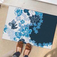 Blue Hibiscus Plumeria Floral Rubber Doormat LT01 - Polynesian Pride