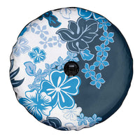 Blue Hibiscus Plumeria Floral Spare Tire Cover - Polynesian Pride