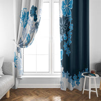 Blue Hibiscus Plumeria Floral Window Curtain - Polynesian Pride