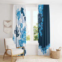 Blue Hibiscus Plumeria Floral Window Curtain - Polynesian Pride
