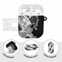 Gray Scale Hibiscus Plumeria Floral AirPods Case LT01 - Polynesian Pride
