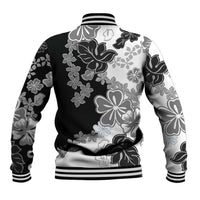 Gray Scale Hibiscus Plumeria Floral Baseball Jacket LT01 - Polynesian Pride