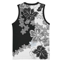 Gray Scale Hibiscus Plumeria Floral Basketball Jersey LT01 - Polynesian Pride