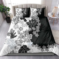 Gray Scale Hibiscus Plumeria Floral Bedding Set - Polynesian Pride