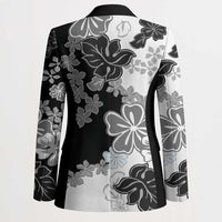 Gray Scale Hibiscus Plumeria Floral Blazer - Polynesian Pride