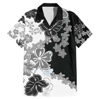 Gray Scale Hibiscus Plumeria Floral Family Matching Mermaid Dress and Hawaiian Shirt - Polynesian Pride