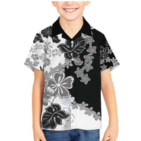 Gray Scale Hibiscus Plumeria Floral Family Matching Mermaid Dress and Hawaiian Shirt - Polynesian Pride