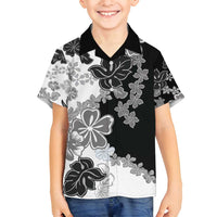 Gray Scale Hibiscus Plumeria Floral Family Matching Puletasi and Hawaiian Shirt - Polynesian Pride