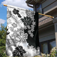 Gray Scale Hibiscus Plumeria Floral Garden Flag - Polynesian Pride