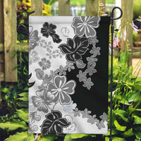 Gray Scale Hibiscus Plumeria Floral Garden Flag - Polynesian Pride