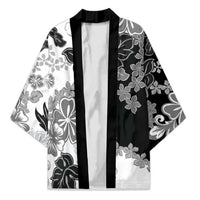 Gray Scale Hibiscus Plumeria Floral Kimono - Polynesian Pride