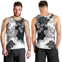 Gray Scale Hibiscus Plumeria Floral Men Tank Top LT01 - Polynesian Pride