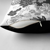 Gray Scale Hibiscus Plumeria Floral Pillow Cover - Polynesian Pride