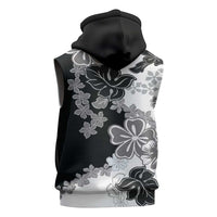 Gray Scale Hibiscus Plumeria Floral Sleeveless Zip Hoodie LT01 - Polynesian Pride