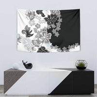 Gray Scale Hibiscus Plumeria Floral Tapestry - Polynesian Pride