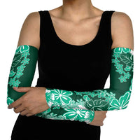 Green Hibiscus Plumeria Floral Arm Sleeves LT01 - Polynesian Pride