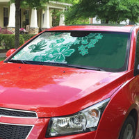 Green Hibiscus Plumeria Floral Auto Sun Shade LT01 - Polynesian Pride