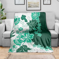 Green Hibiscus Plumeria Floral Blanket - Polynesian Pride