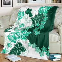 Green Hibiscus Plumeria Floral Blanket - Polynesian Pride