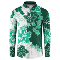 Green Hibiscus Plumeria Floral Button Sweatshirt LT01 Green - Polynesian Pride