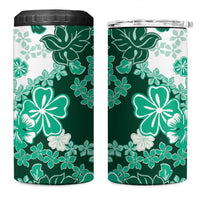 Green Hibiscus Plumeria Floral 4 in 1 Can Cooler Tumbler LT01 One Size: 16 oz Green - Polynesian Pride