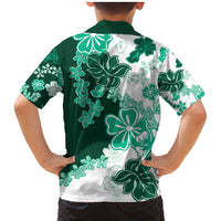 Green Hibiscus Plumeria Floral Family Matching Mermaid Dress and Hawaiian Shirt - Polynesian Pride