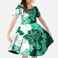 Green Hibiscus Plumeria Floral Family Matching Mermaid Dress and Hawaiian Shirt - Polynesian Pride
