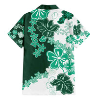 Green Hibiscus Plumeria Floral Family Matching Mermaid Dress and Hawaiian Shirt - Polynesian Pride