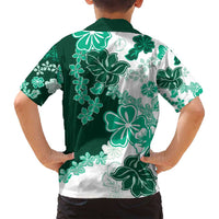 Green Hibiscus Plumeria Floral Family Matching Puletasi and Hawaiian Shirt - Polynesian Pride