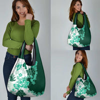 Green Hibiscus Plumeria Floral Grocery Bag LT01 - Polynesian Pride