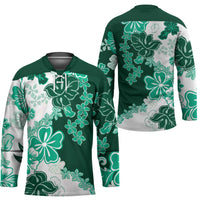 Green Hibiscus Plumeria Floral Hockey Jersey - Polynesian Pride