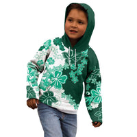 Green Hibiscus Plumeria Floral Kid Hoodie - Polynesian Pride