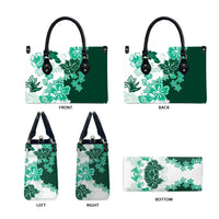 Green Hibiscus Plumeria Floral Leather Bag - Polynesian Pride